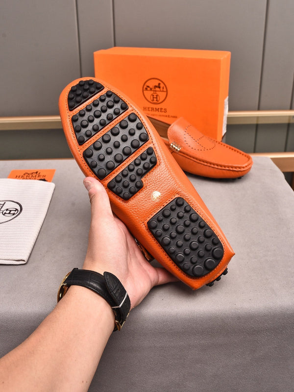 Mocassini da uomo HM in pelle di vacchetta arancione vibrante 509528