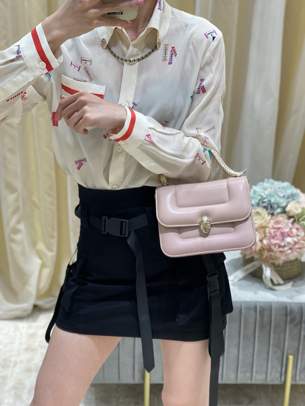 BVL Serpenti Mary Katrantzou Top Handle 19cm Pale Mauve Lambskin GHW 188684