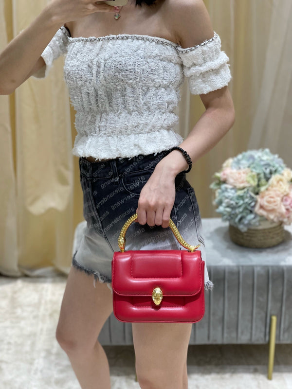 BVL Serpenti Mary Katrantzou Top Handle 19cm Red Lambskin GHW 188704