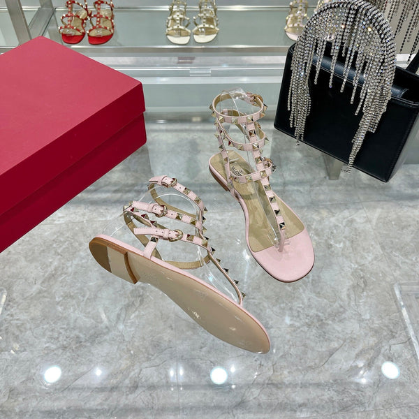 SANDALO INFRADITO ROCKSTUD CON CINTURINI IN PELLE DI VITELLO ROSA CIPRIA