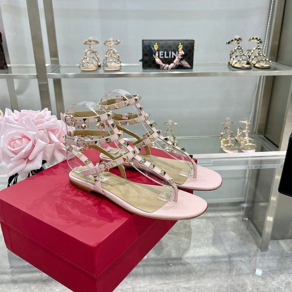 SANDALO INFRADITO ROCKSTUD CON CINTURINI IN PELLE DI VITELLO ROSA CIPRIA