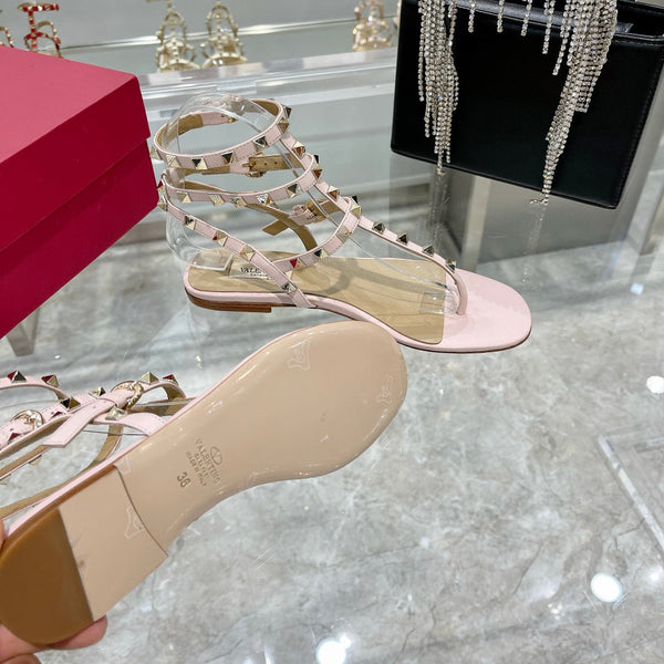 SANDALO INFRADITO ROCKSTUD CON CINTURINI IN PELLE DI VITELLO ROSA CIPRIA