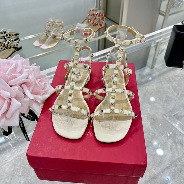 SANDALO ROCKSTUD CON CINTURINI IN VITELLO BIANCO