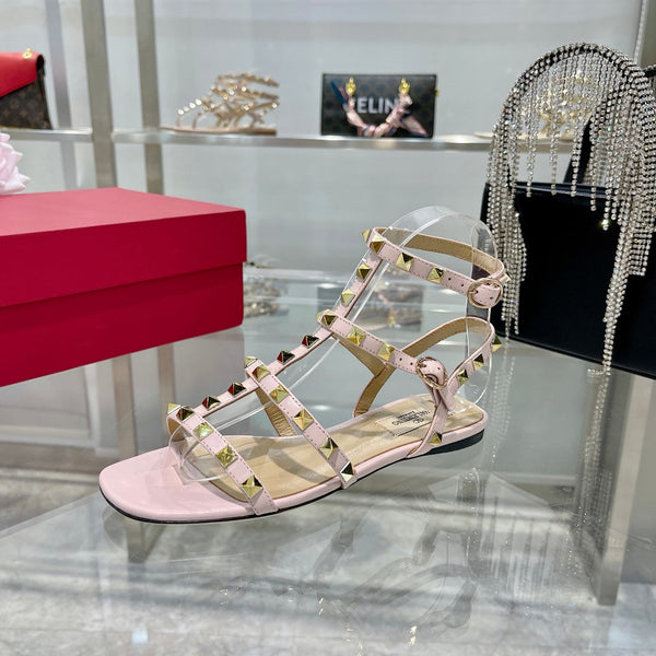 SANDALO ROCKSTUD CON CINTURINI IN PELLE DI VITELLO ROSA CIPRIA
