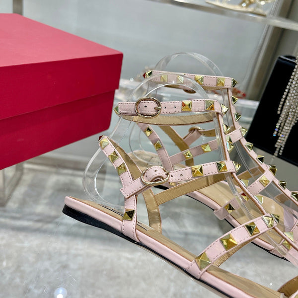 SANDALO ROCKSTUD CON CINTURINI IN PELLE DI VITELLO ROSA CIPRIA