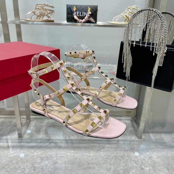 SANDALO ROCKSTUD CON CINTURINI IN PELLE DI VITELLO ROSA CIPRIA