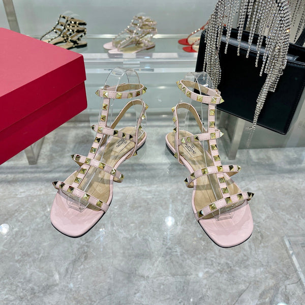 SANDALO ROCKSTUD CON CINTURINI IN PELLE DI VITELLO ROSA CIPRIA
