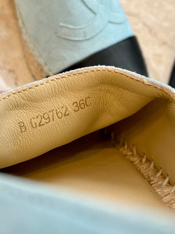 espadrilles cloud blue suede black lambskin