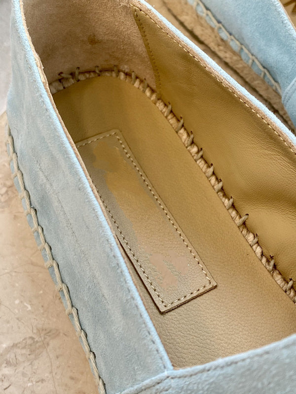 espadrilles cloud blue suede black lambskin
