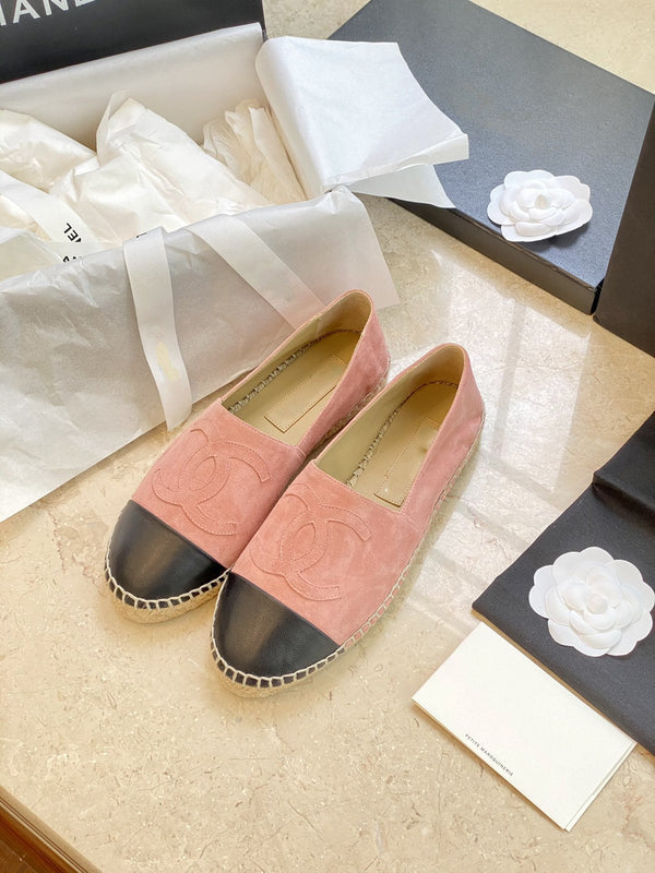 espadrilles pink suede black lambskin