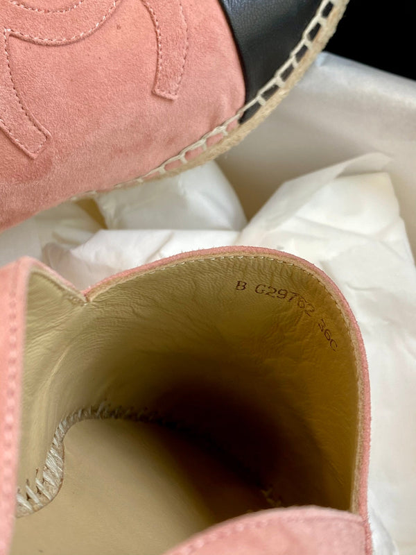 espadrilles pink suede black lambskin