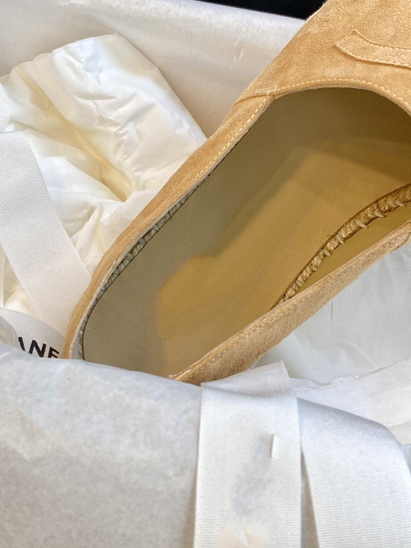 espadrilles beige suede black velvet