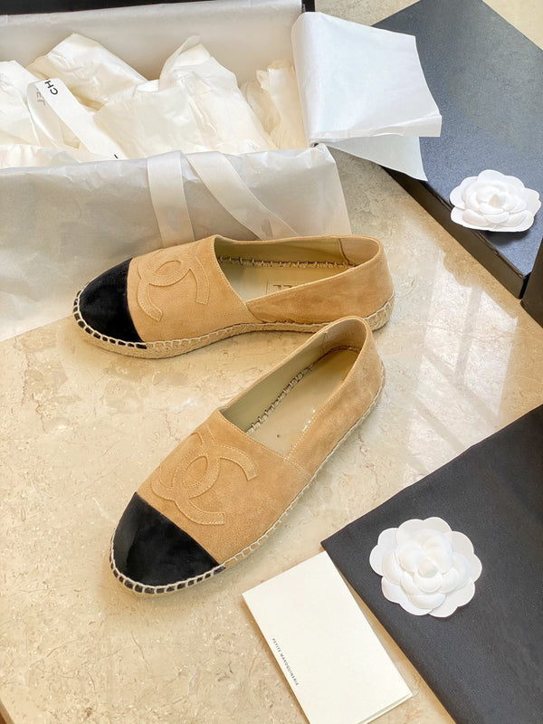 espadrilles beige suede black velvet