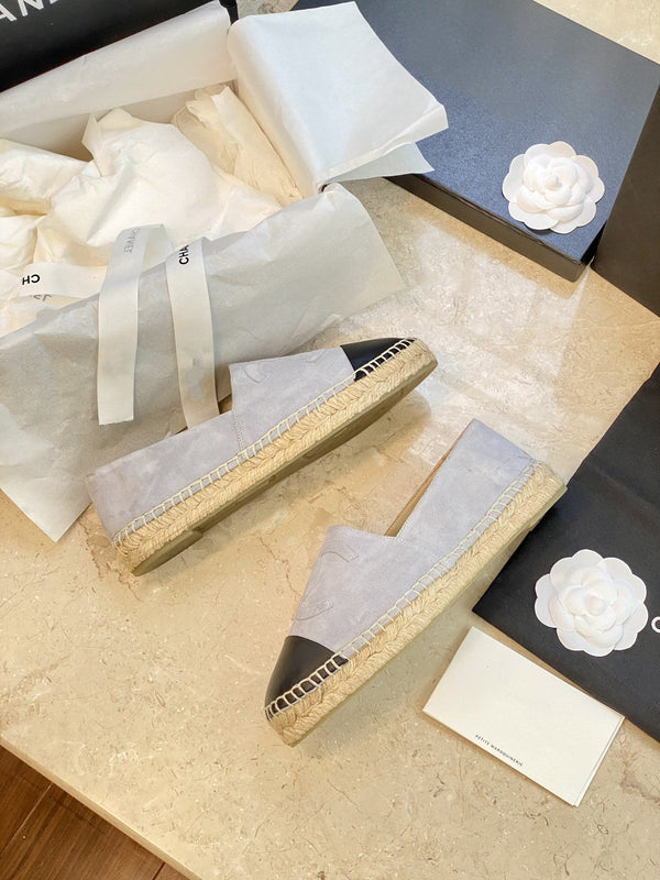 espadrilles grey suede black lambskin