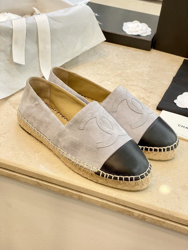 espadrilles grey suede black lambskin