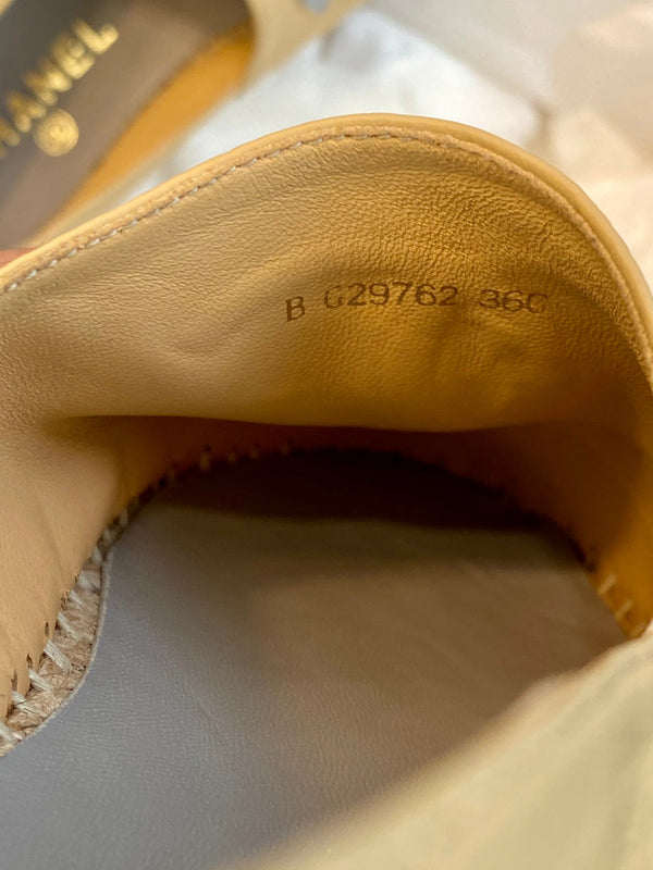espadrillas beige nere in pelle di agnello