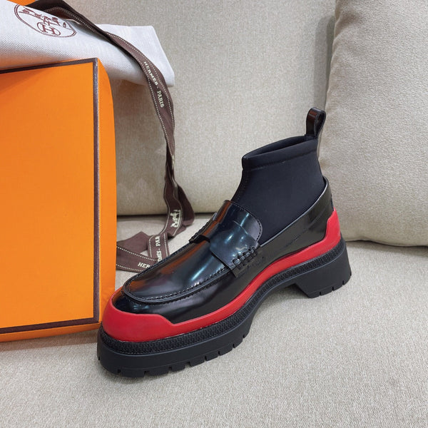 HM Short Boot Black Red Cowhide 348003