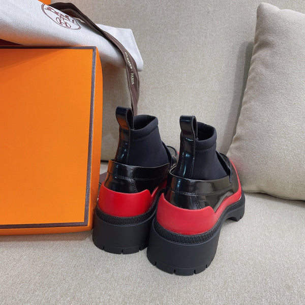 HM Short Boot Black Red Cowhide 348003