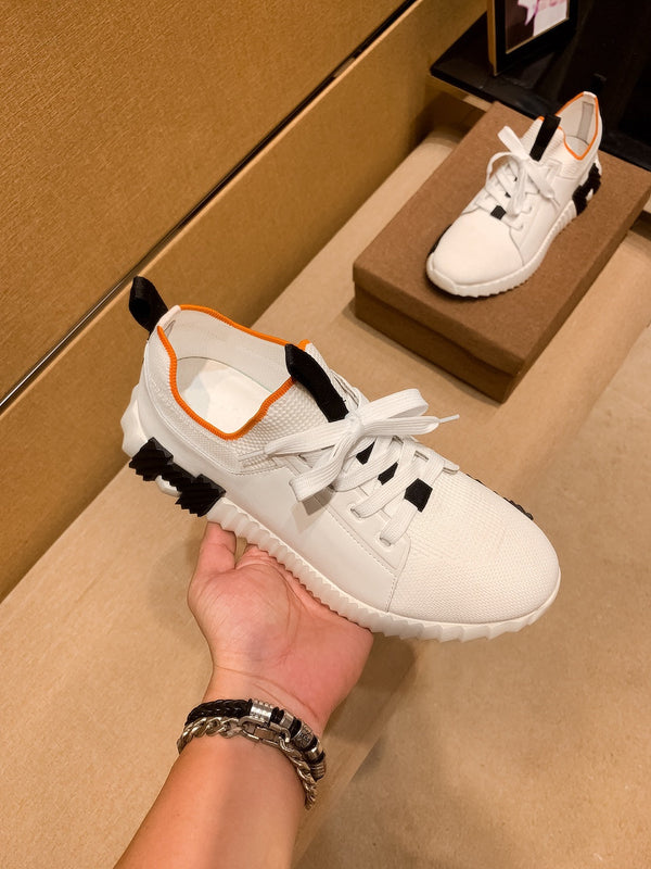 HM Men's Depart Slip-on Sneaker White Knit Cowhide 263690