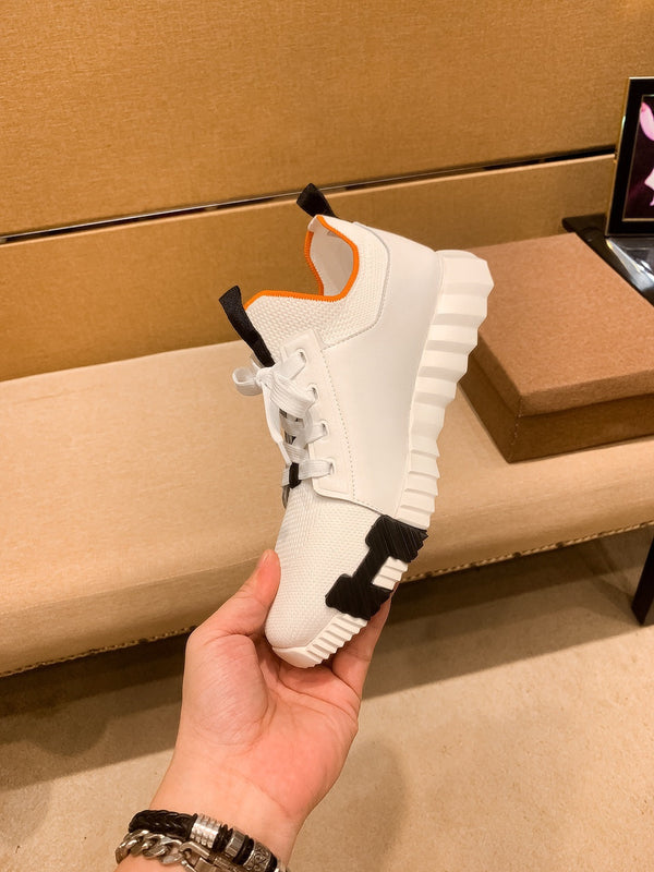 HM Men's Depart Slip-on Sneaker White Knit Cowhide 263690