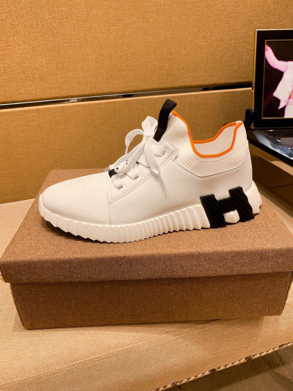 HM Men's Depart Slip-on Sneaker White Knit Cowhide 263690