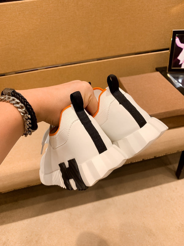 HM Men's Depart Slip-on Sneaker White Knit Cowhide 263690