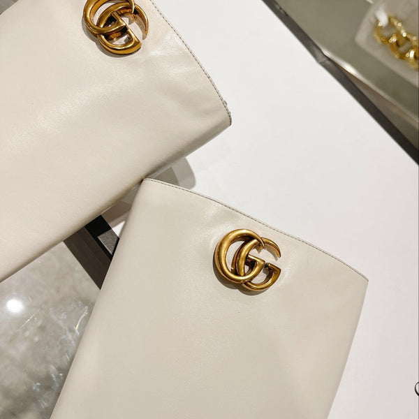 GG CLASSIC KNEE HIGH BOOTS IN WHITE IMPORTED CALFSKIN