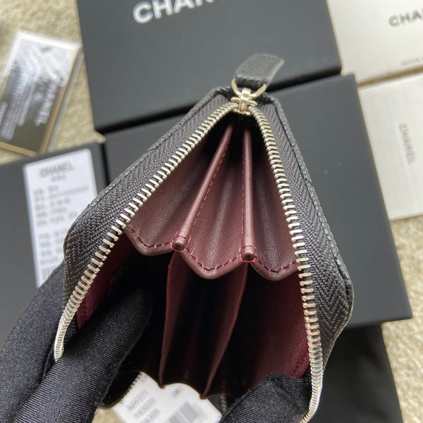 CC Classic Zipper Card Holder Black Caviar Sliver Steel 229630