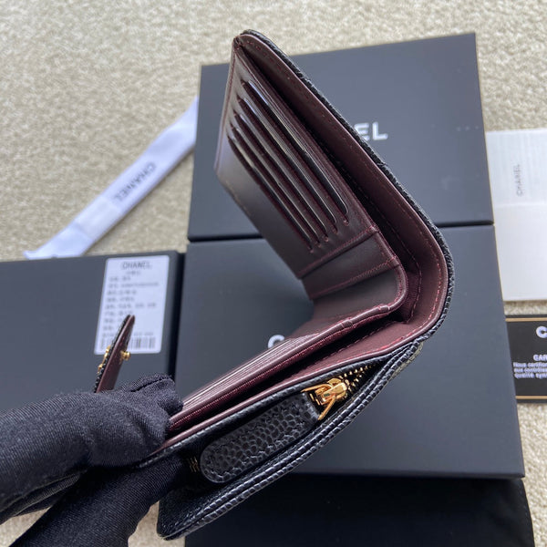 CC A48667 Zip Pocket Wallet Black Caviar GHW 229758