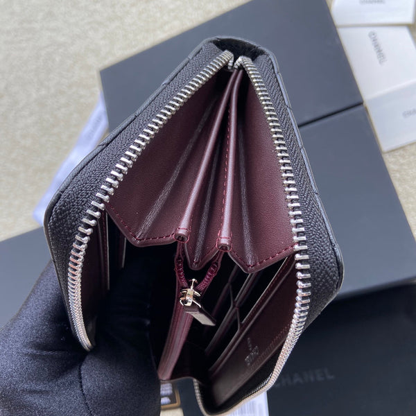 CC A50097 Classic Zipper Wallet Black Caviar GHW 229656
