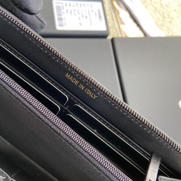 CC Gold Buckle Boy Zipper Coin Wallet Black Caviar 229739