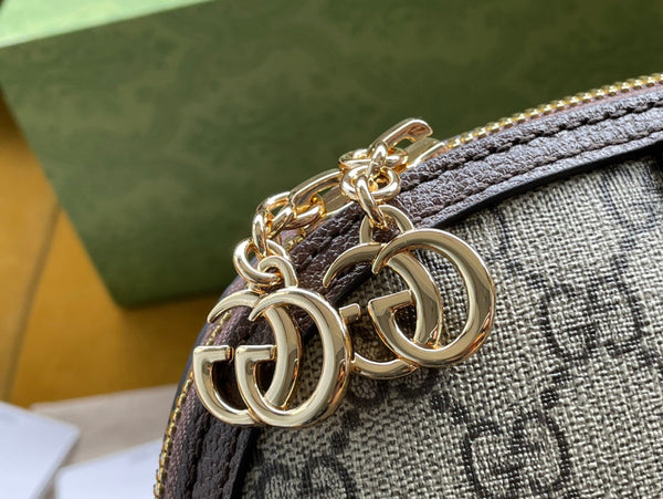 BORSA A TRACOLLA OPHIDIA GG MEDIUM 23 IN TELA SUPREMA BEIGE ED EBANO