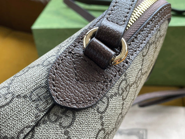 BORSA A TRACOLLA OPHIDIA GG MEDIUM 23 IN TELA SUPREMA BEIGE ED EBANO