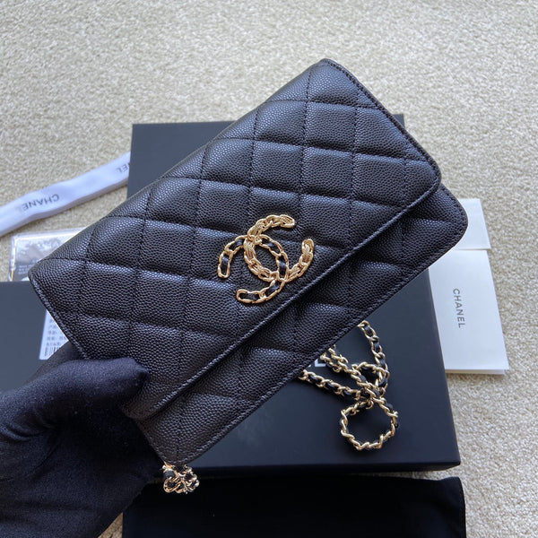 Borsa a tracolla Classic Woc in pelle di vitello martellata nera da 20 cm