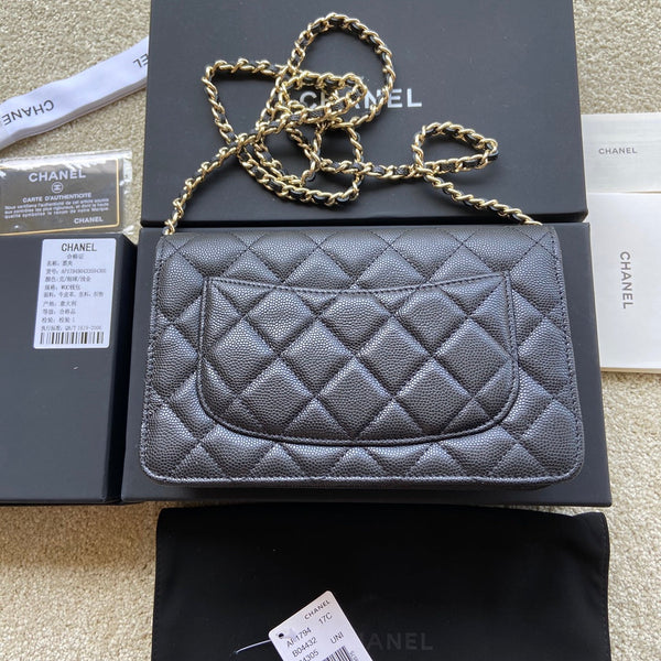 Borsa a tracolla Classic Woc in pelle di vitello martellata nera da 20 cm