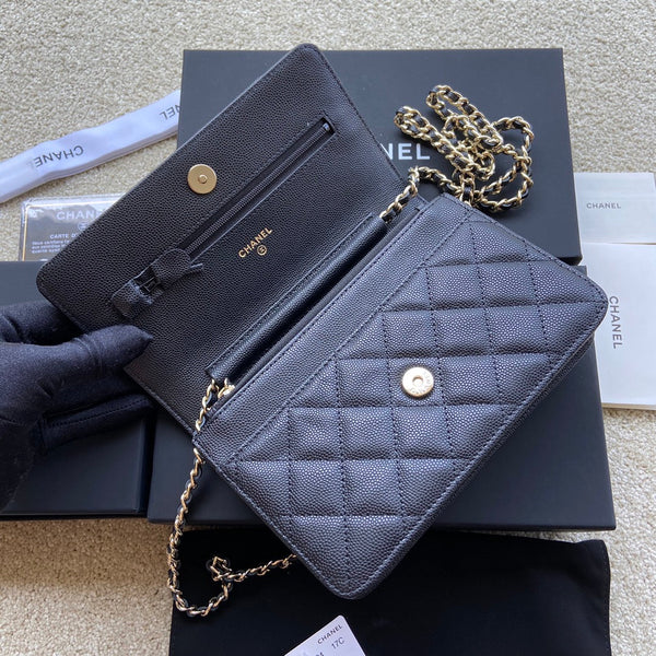 Borsa a tracolla Classic Woc in pelle di vitello martellata nera da 20 cm