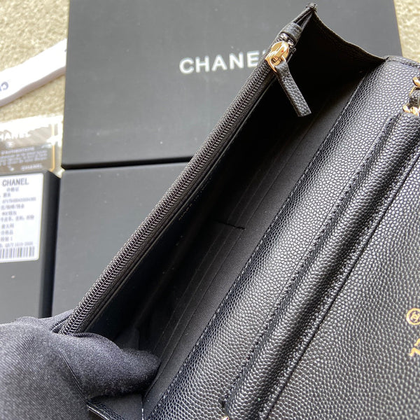 Borsa a tracolla Classic Woc in pelle di vitello martellata nera da 20 cm