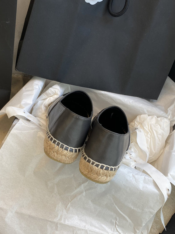 espadrilles dark grey lambskin black velvet