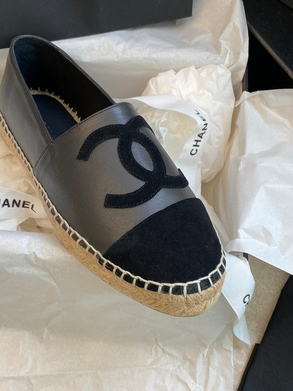 espadrilles dark grey lambskin black velvet