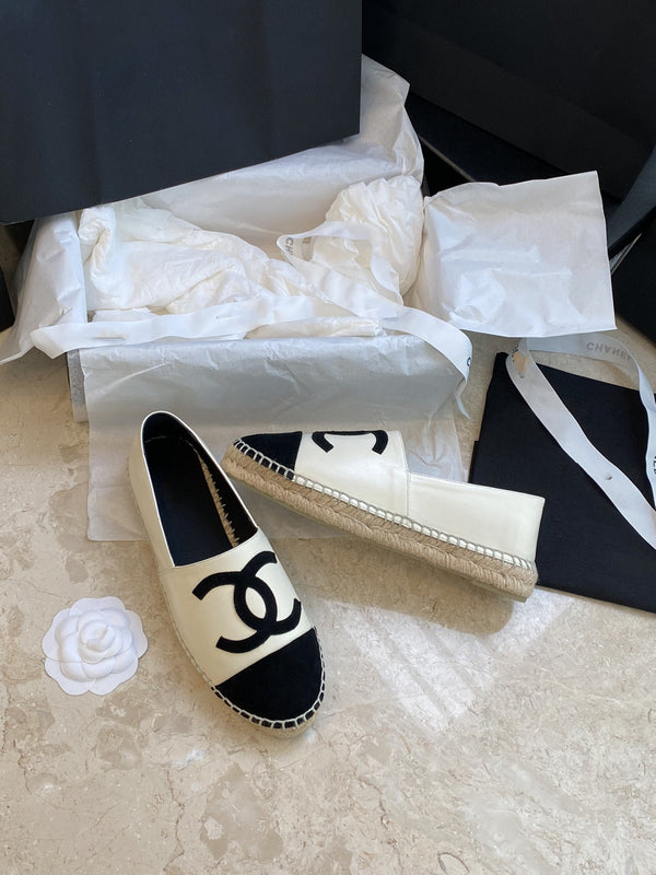 espadrilles white lambskin black velvet