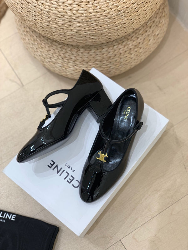 Celine Mary Jane Black Patent Leather 237236