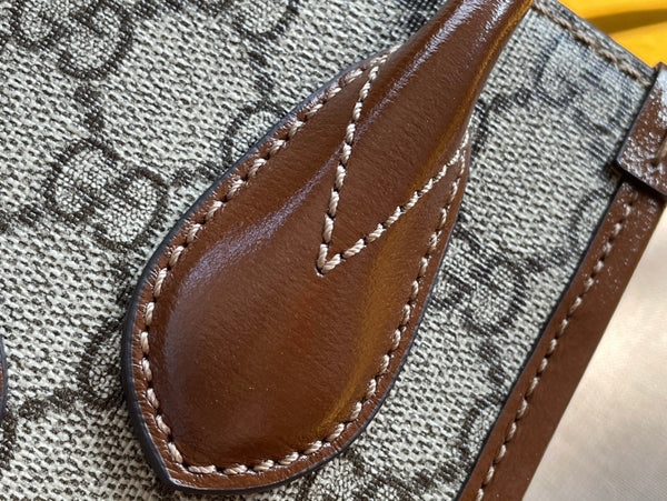 MINI TOTE 20 BAG IN BEIGE CANVAS AND BROWN CALFSKIN