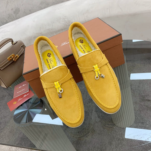 LP 26s Open Walk Loafers 2cm Yellow Suede Shearling SHW 110784