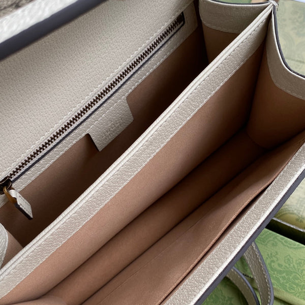 Gucci Ophidia 25cm Bag Ebony White Canvas Leather 239794