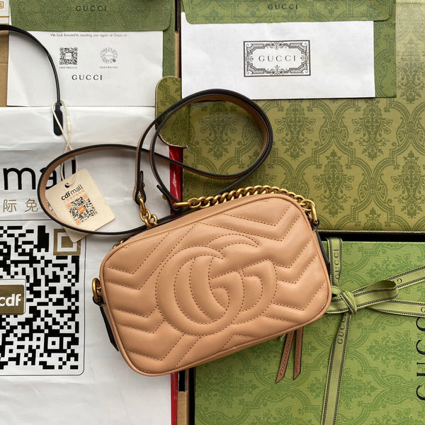 gg marmont mini 18cm zip top dark beige calfskin gold hardware