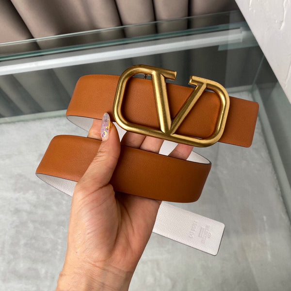 BWREVERSIBLE VLOGO SIGNATURE BELT IN GLOSSY TAN WHITE CALFSKIN GHW 40 MM