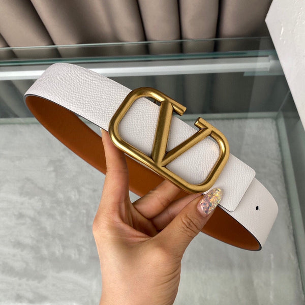 BWREVERSIBLE VLOGO SIGNATURE BELT IN GLOSSY TAN WHITE CALFSKIN GHW 40 MM
