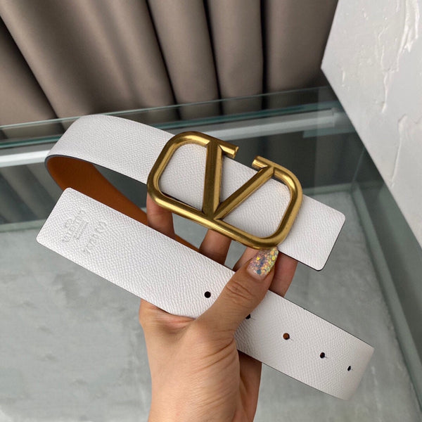 BWREVERSIBLE VLOGO SIGNATURE BELT IN GLOSSY TAN WHITE CALFSKIN GHW 40 MM