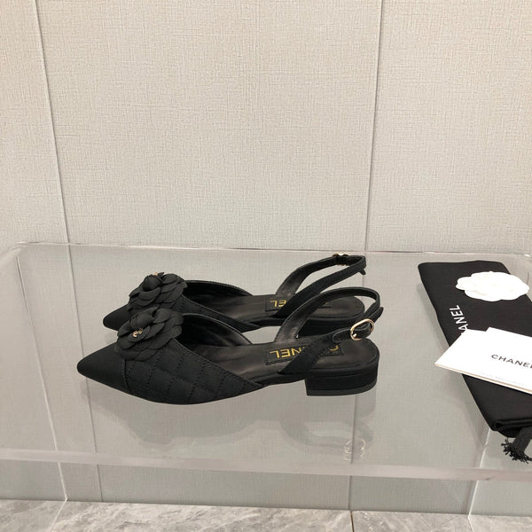 CC 25C 2CM Slingback Flats Black Fabric 213238