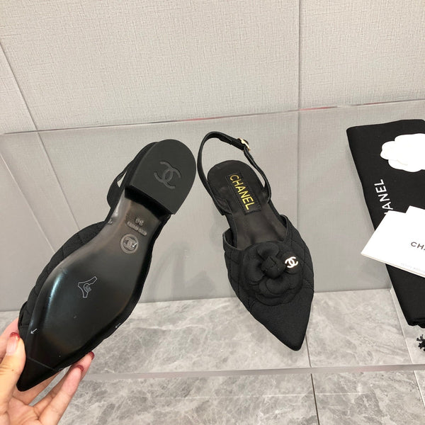 CC 25C 2CM Slingback Flats Black Fabric 213238